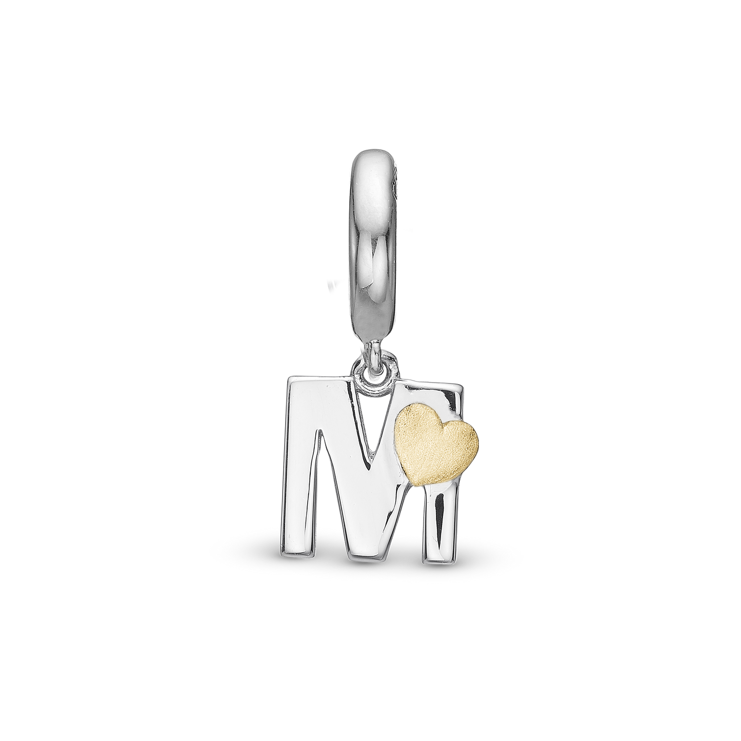 Letter M Drop Earring Charm 6 mm for Bracelet - Polished Bicolor