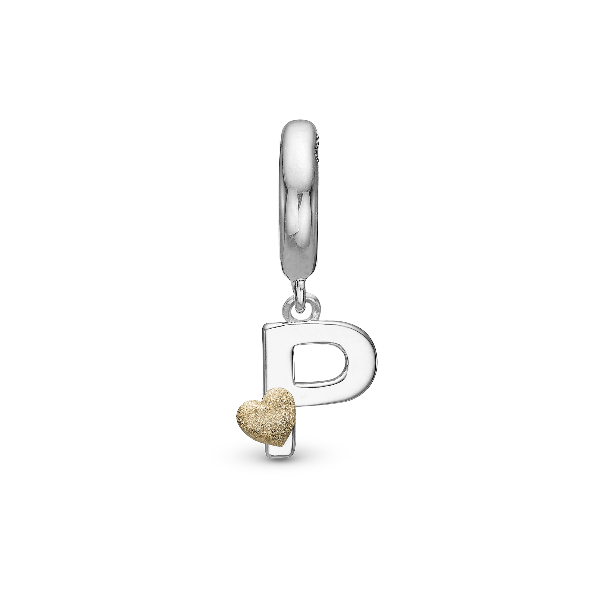 Letter P Drop Charm 6 mm for Leather Bracelet - Polished Bicolor