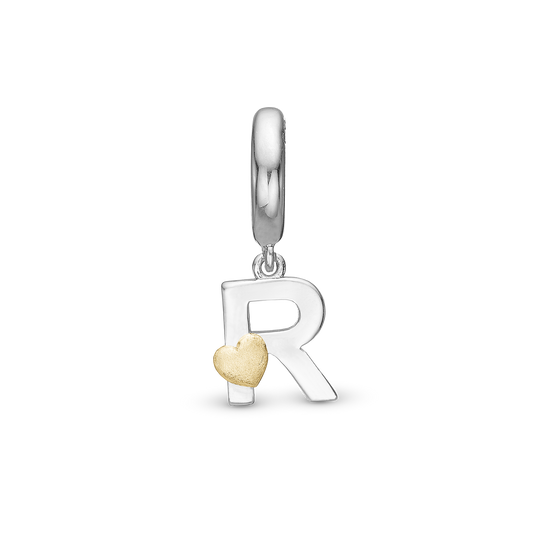 Letter R Drop Earring Charm 6 mm for Bracelet - Polished Bicolor