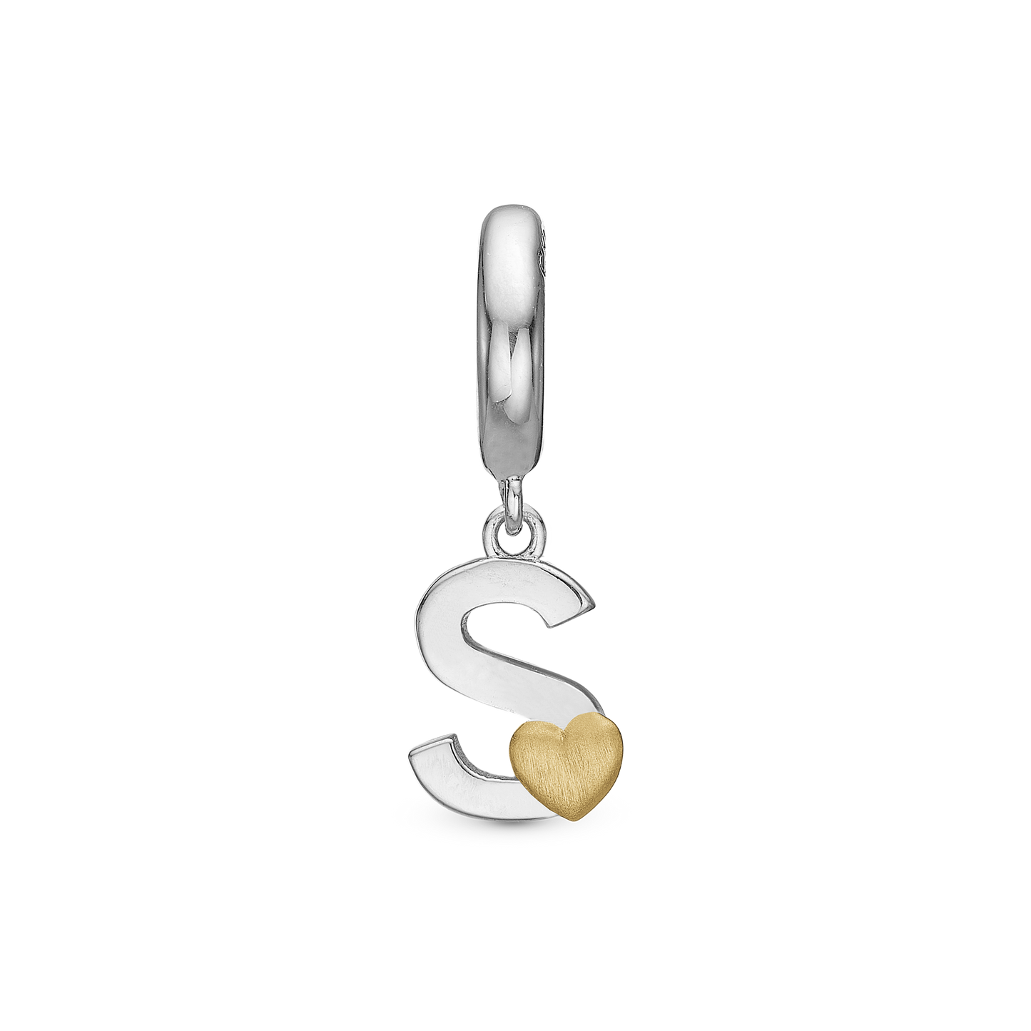 Letter S Drop Earring Charm 6 mm for Bracelet - Polished Bicolor