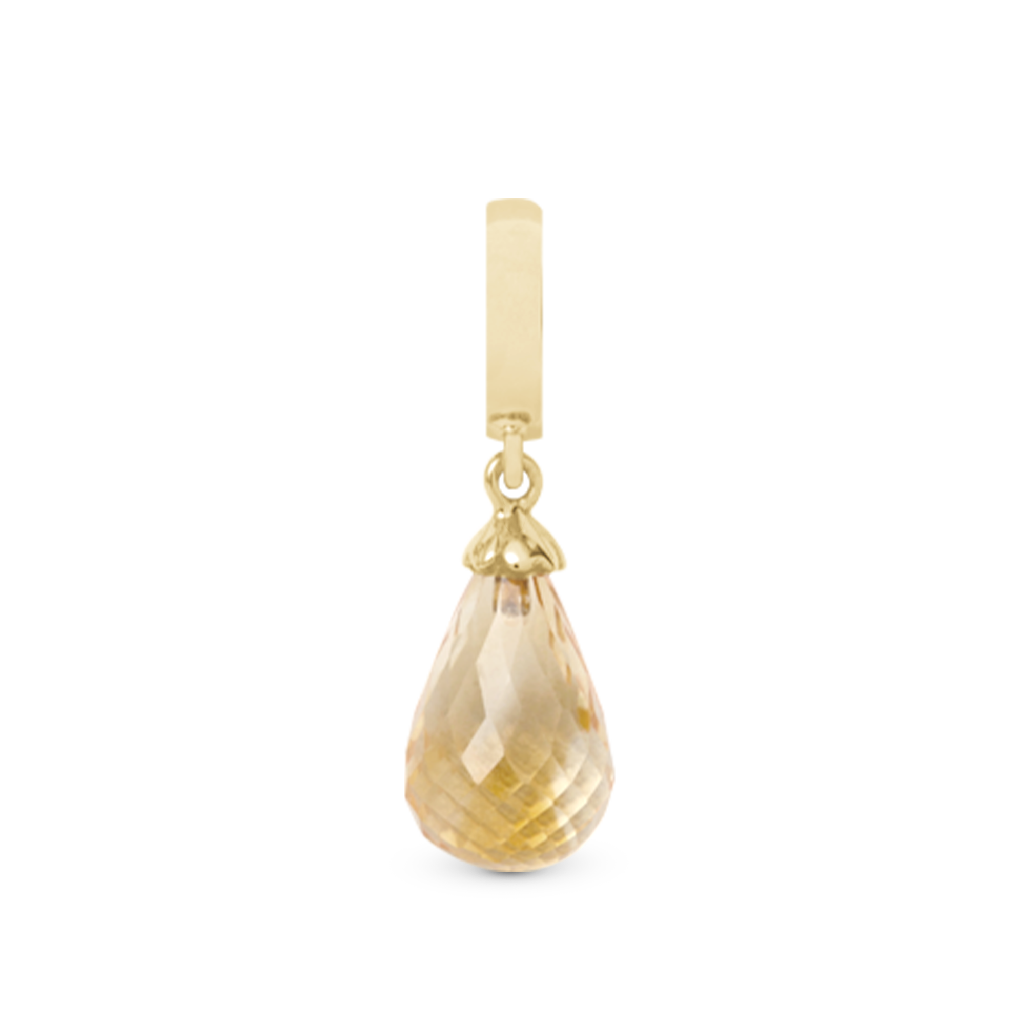 Citrine Drop Charm 6 mm for Leather Bracelet - Polished Gold Plated Sterling Silver with 1 Citrin