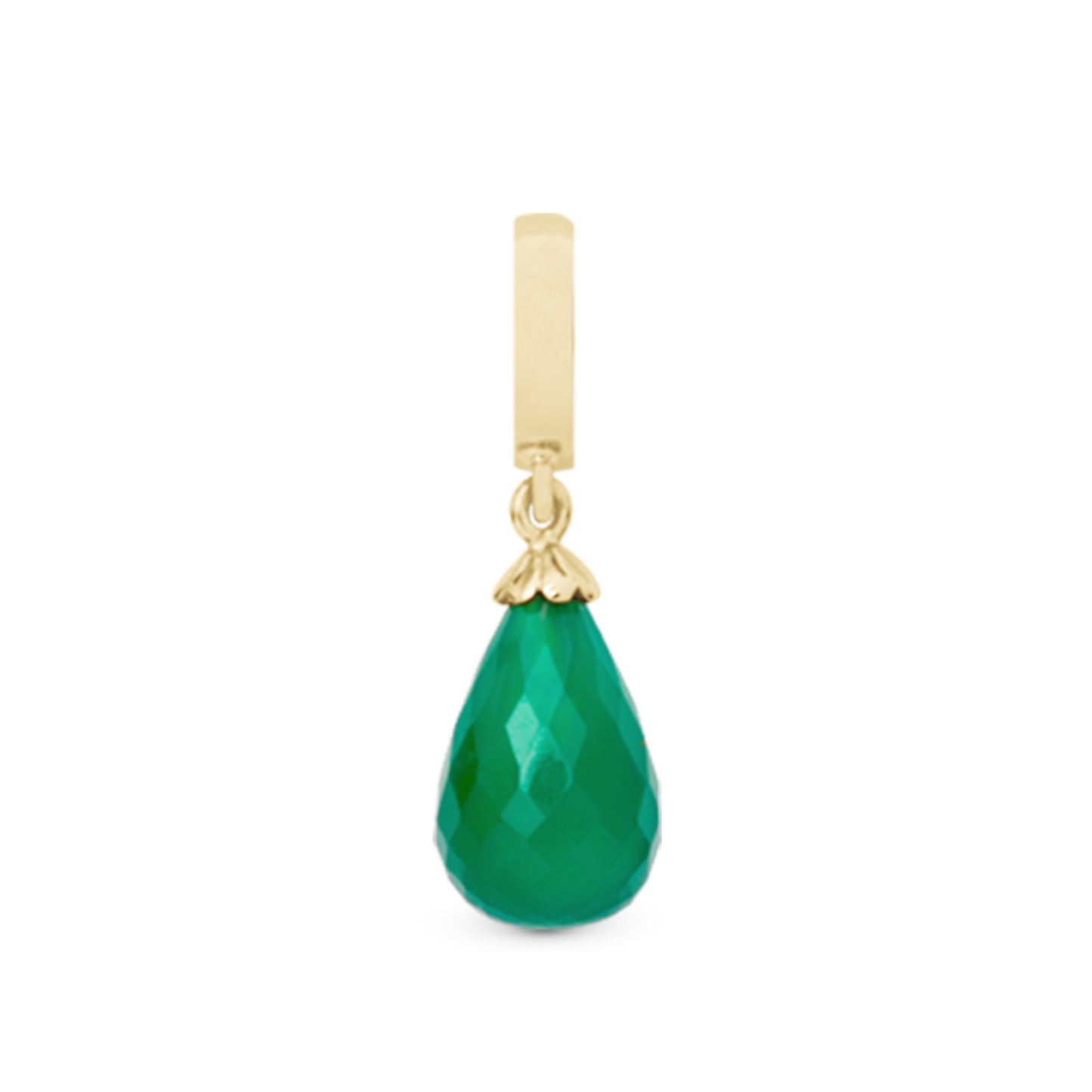 Green Onyx Drop Earring Charm 6 mm for Bracelet - Gold Plated Sterling Silver