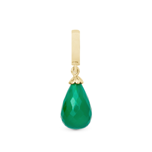Green Onyx Drop Earring Charm 6 mm for Bracelet - Gold Plated Sterling Silver