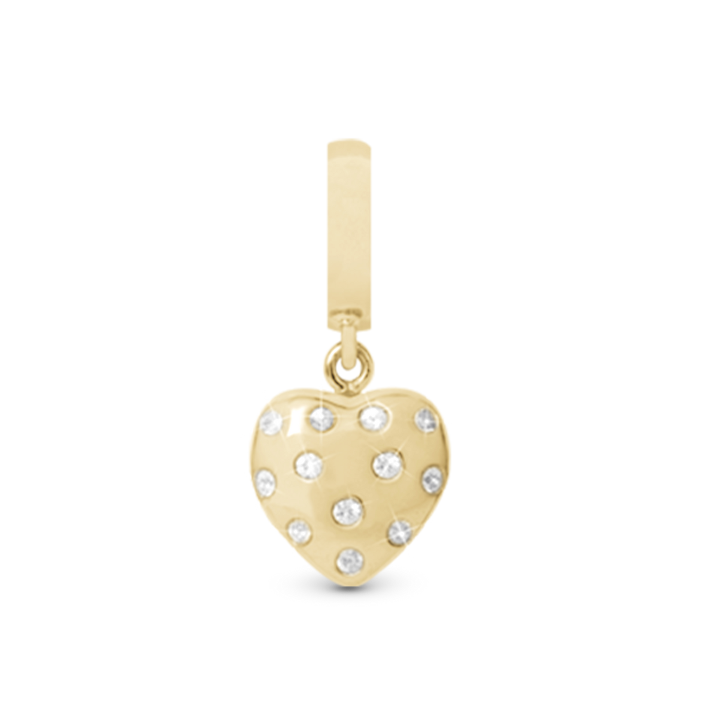 Million Heart Drop Earring Charm 6 mm for Bracelet - Polished Gold Plated Sterling Silver with 12 Safir
