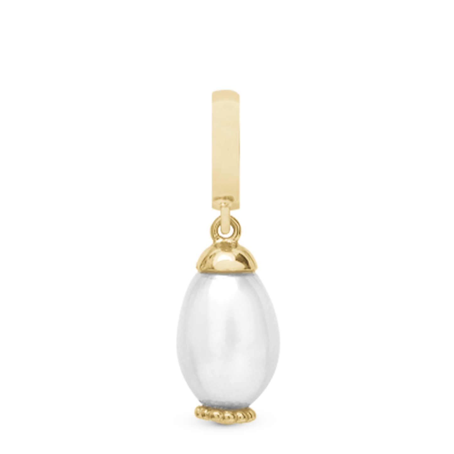 Pearl Drop White Dangle Charm 6 mm for Bracelet – Gold-Plated Sterling Silver with 1 Freshwater Pearl