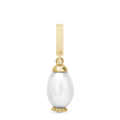 Pearl Drop White Dangle Charm 6 mm for Bracelet – Gold-Plated Sterling Silver with 1 Freshwater Pearl