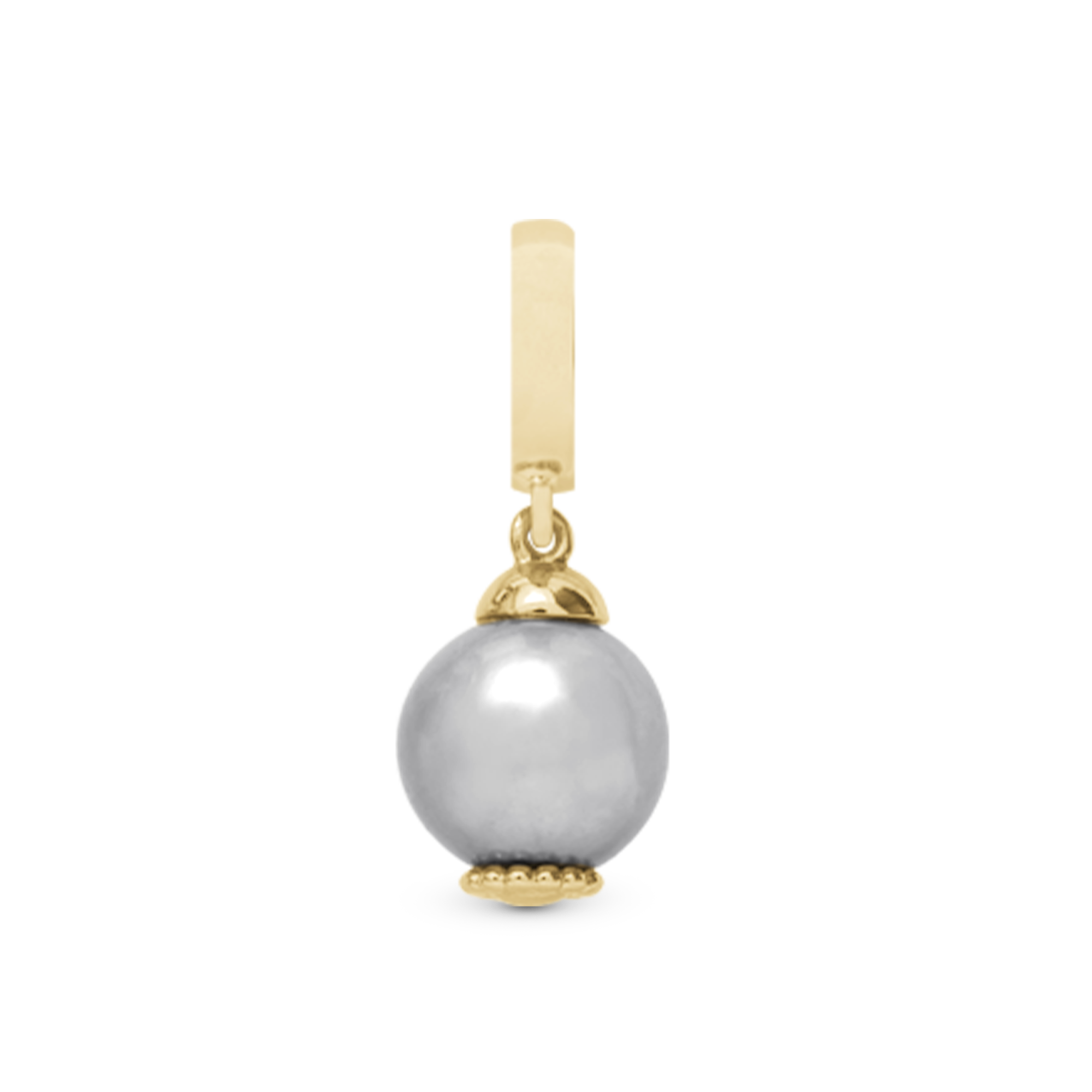 Grey Pearl Dream Drop Charm 6 mm for Leather Bracelet - Gold Plated Sterling Silver