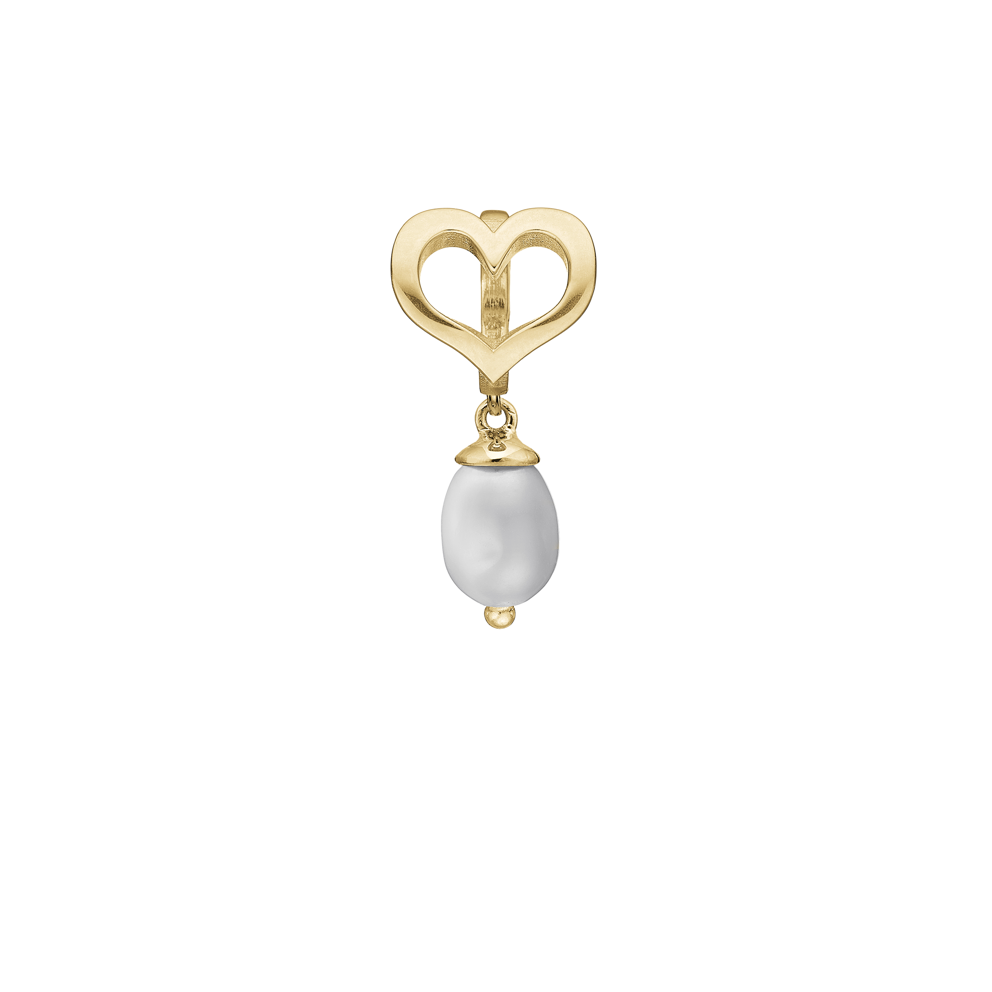 True Pearl Drop Charm 6 mm for Leather Bracelet - Polished Gold Plated Sterling Silver with 1 Freshwater Pearls