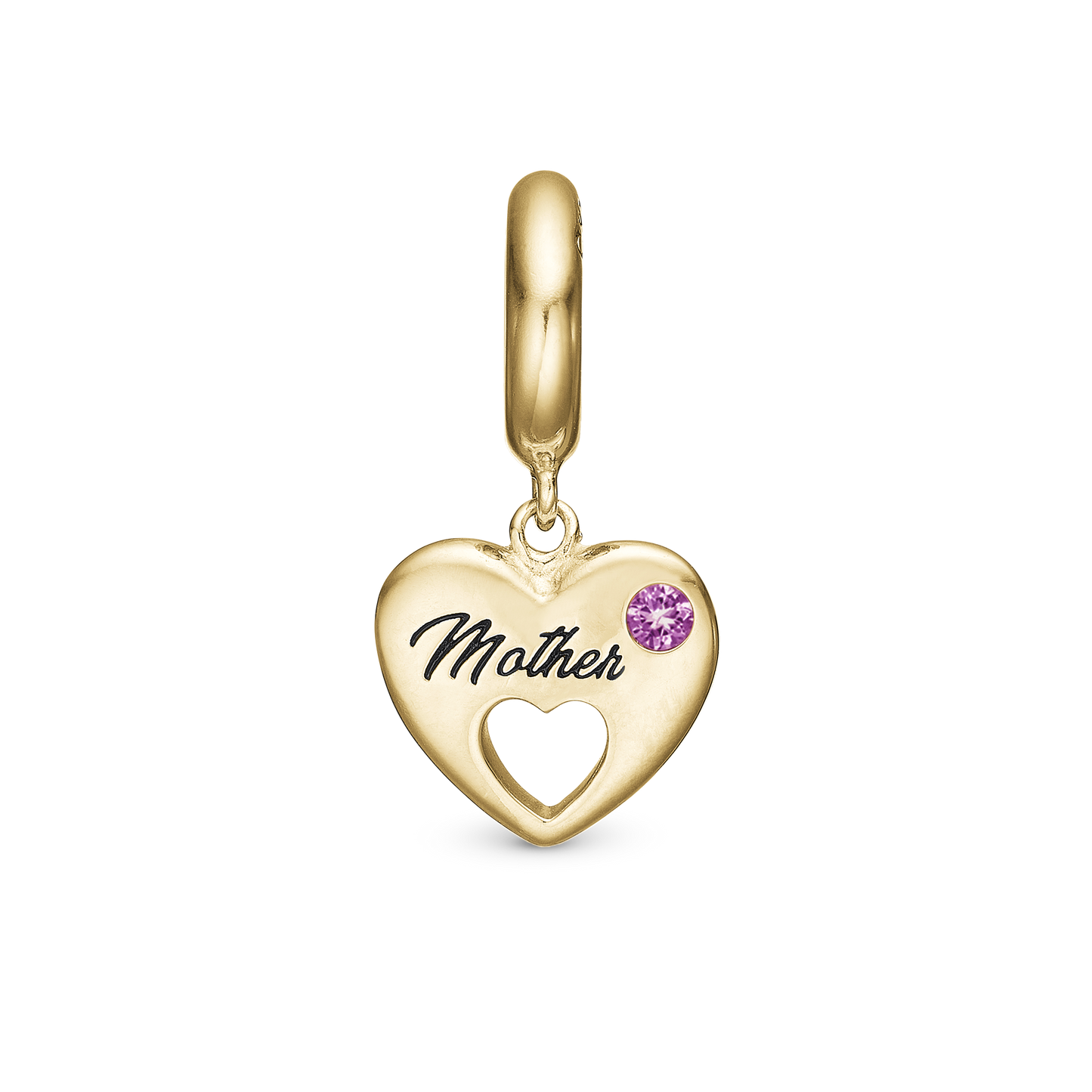 Mother Hænger Charm 6 mm Til Armbånd - Blankpoleret Forgyldt Sterling Sølv m. 1 Turmalin