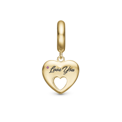 Mother Hænger Charm 6 mm Til Armbånd - Blankpoleret Forgyldt Sterling Sølv m. 1 Turmalin