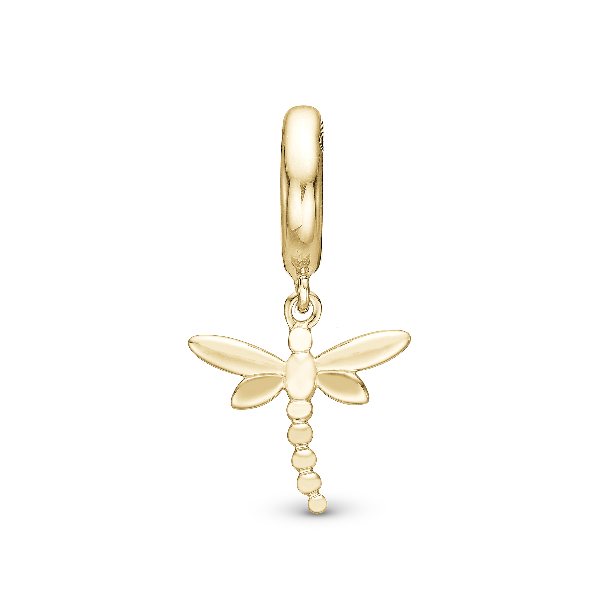 Dragonfly Drop Charm 6 mm for Leather Bracelet - Gold Plated Sterling Silver
