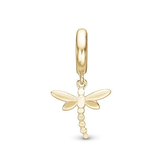 Dragonfly Drop Earring Charm 6 mm for Bracelet - Gold Plated Sterling Silver