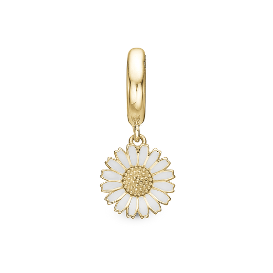 Charming Marguerite Drop Earring Charm 6 mm for Bracelet - Gold Plated Sterling Silver