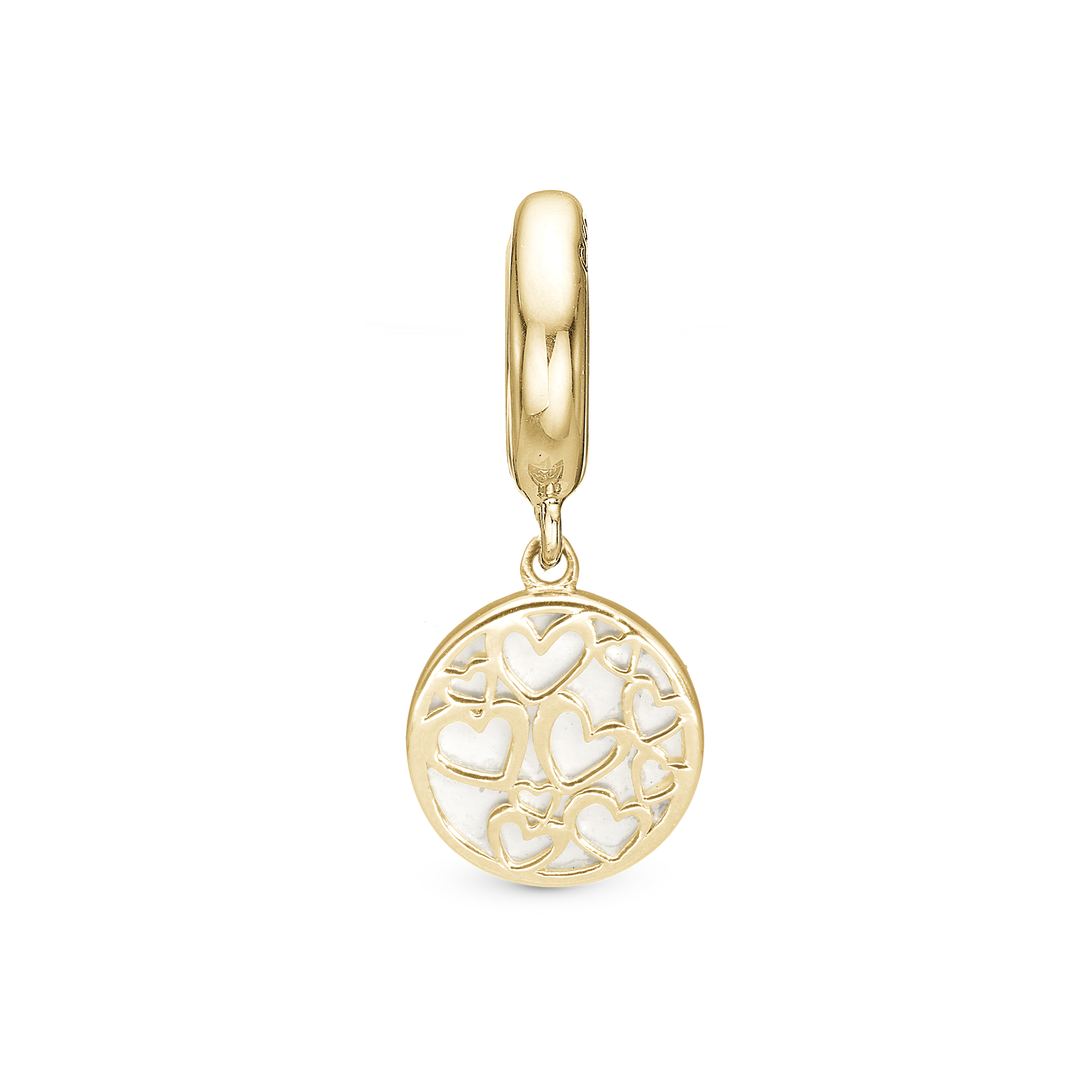 Magic Hearts Drop Charm 6 mm for Leather Bracelet - Polished Gold Plated Sterling Silver with PerleMum