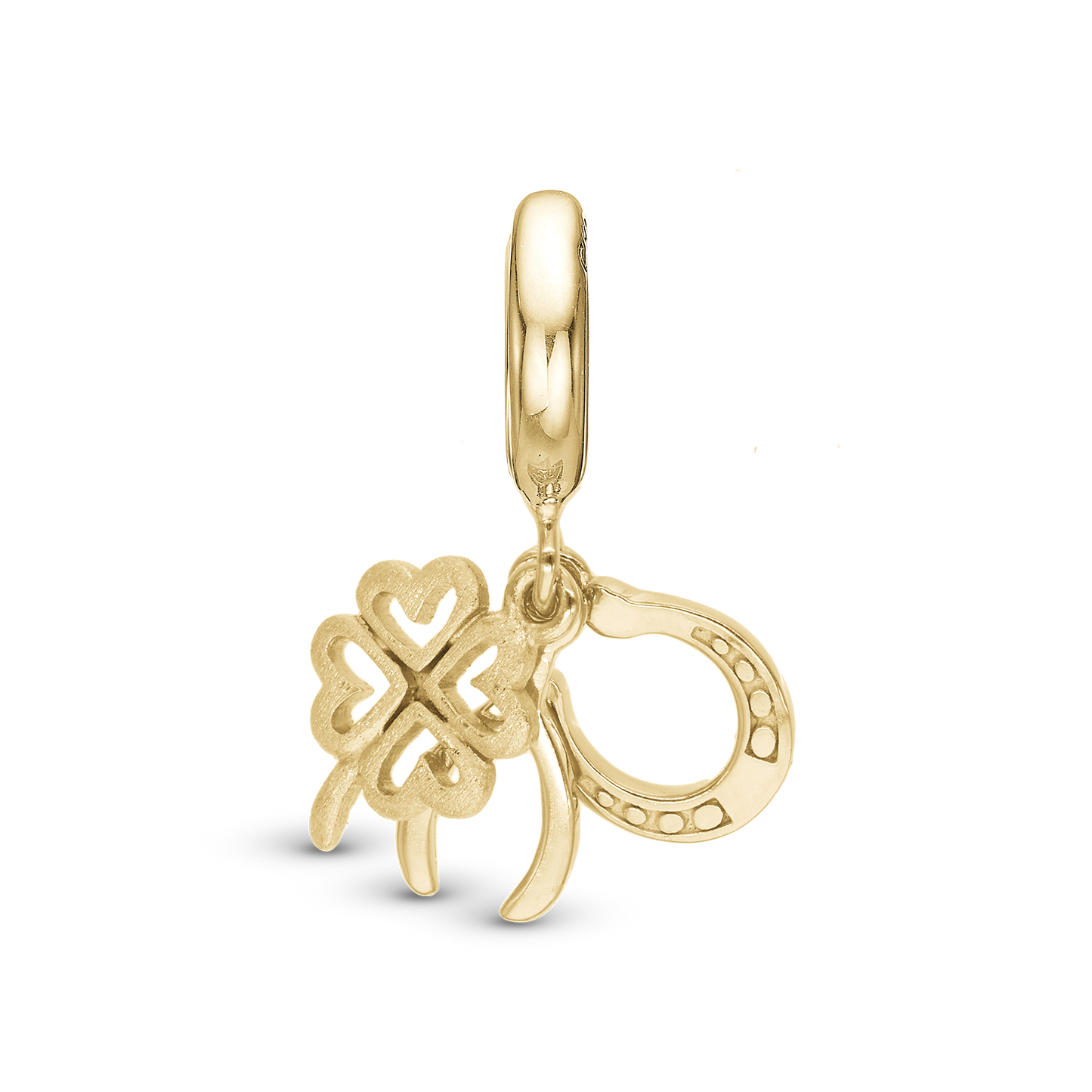 Lucky Drop Earring Charm 6 mm for Bracelet - Polished Gold Plated Sterling Silver