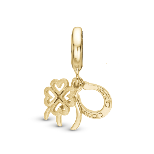 Lucky Drop Earring Charm 6 mm for Bracelet - Polished Gold Plated Sterling Silver