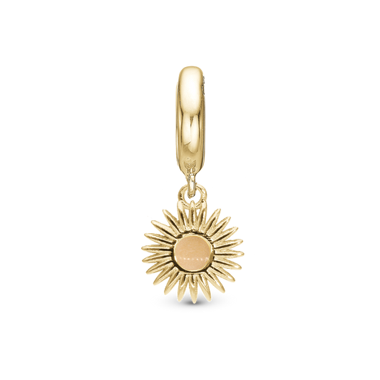 Glow in the dark - Sun Drop Earring Charm 6 mm for Bracelet - Polished Gold Plated Sterling Silver