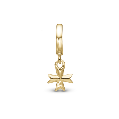 Maltese Cross Solid Dangle Charm 6 mm for Bracelet – Gold-Plated Sterling Silver