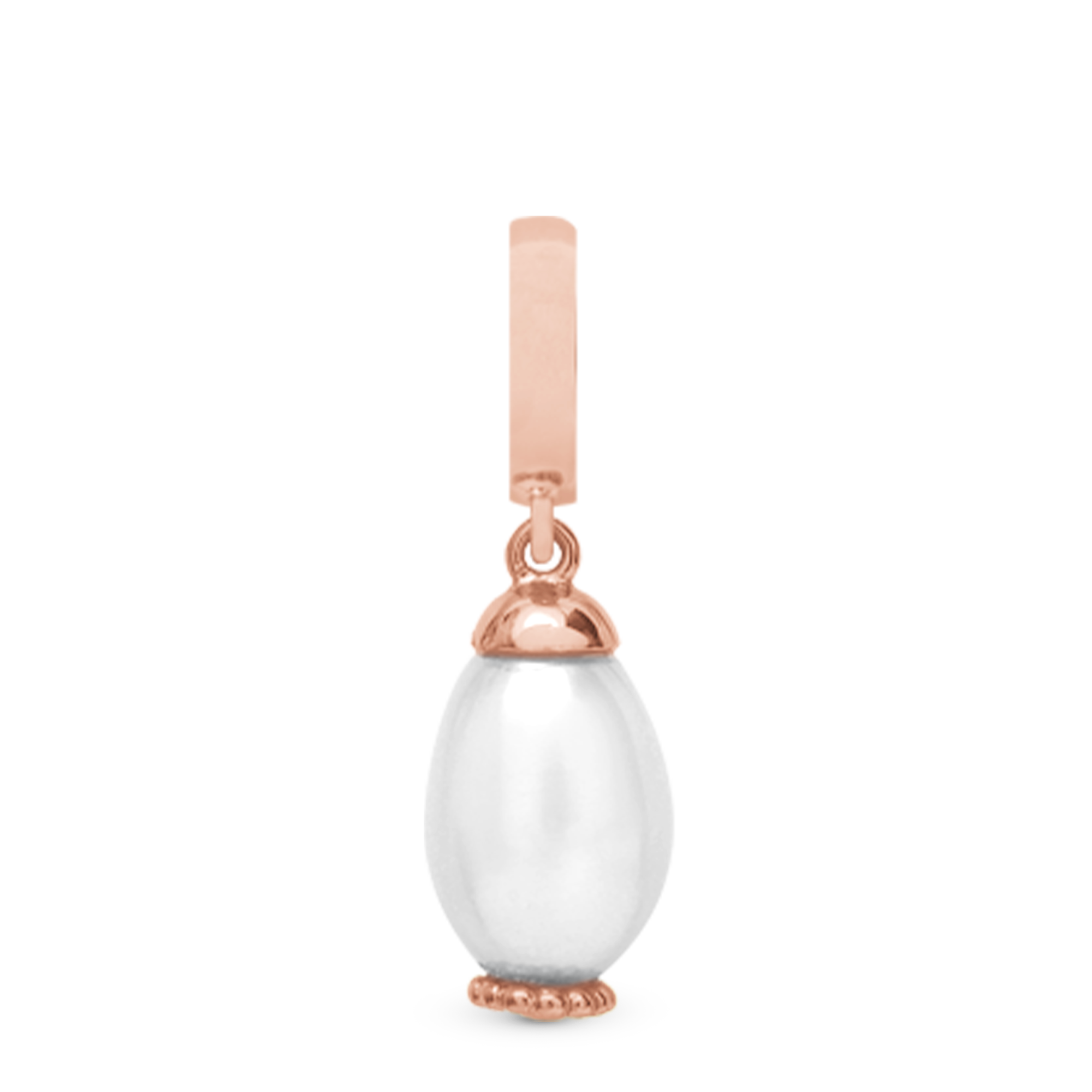 Pearl Drop White Drop Charm 6 mm Til Armbånd - Rosaforgyldt m. 1 Freshwater Pearls