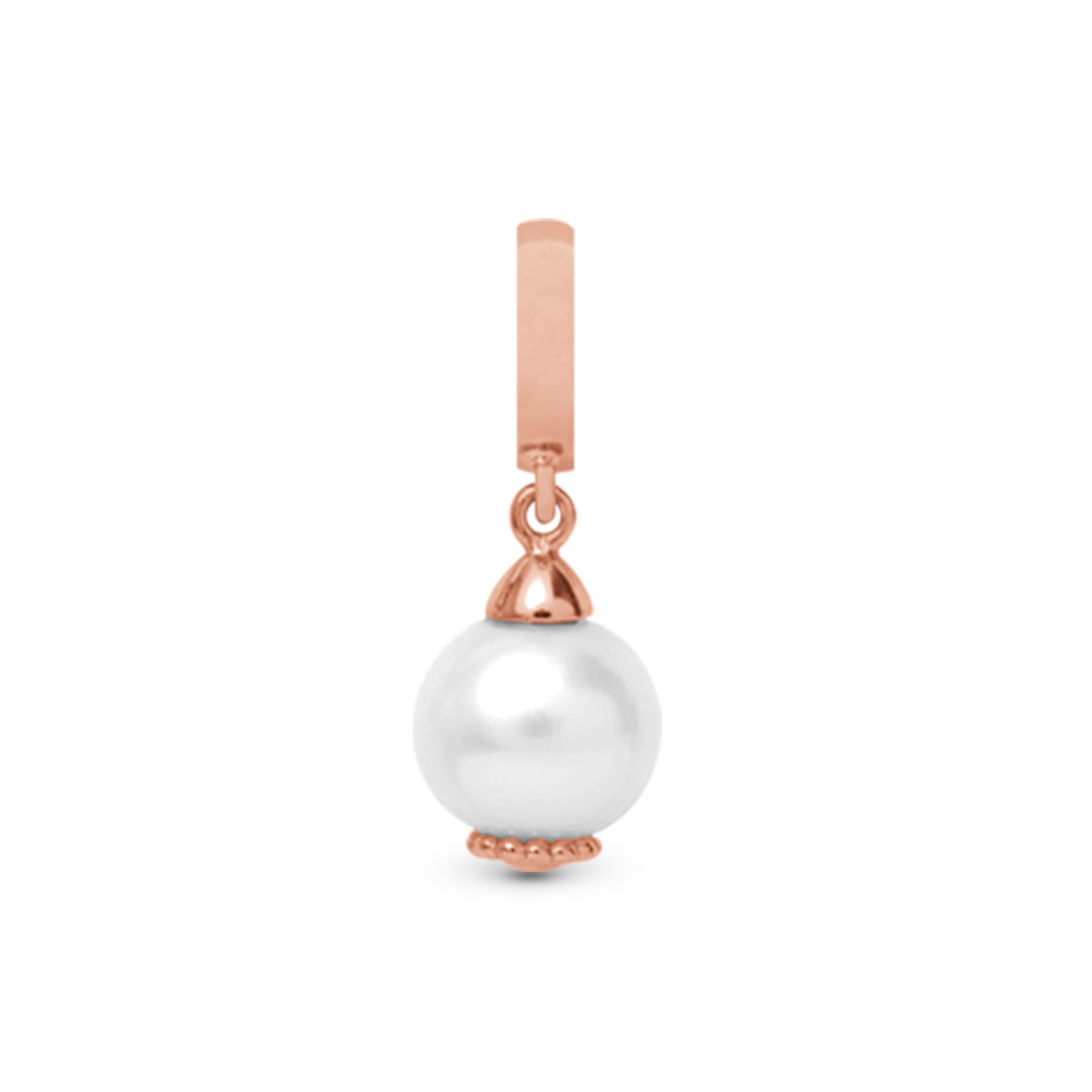 Pearl Dream White Dangle Charm 6 mm for Bracelet – Polished Rose Gold-Plated with 1 Freshwater Pearl