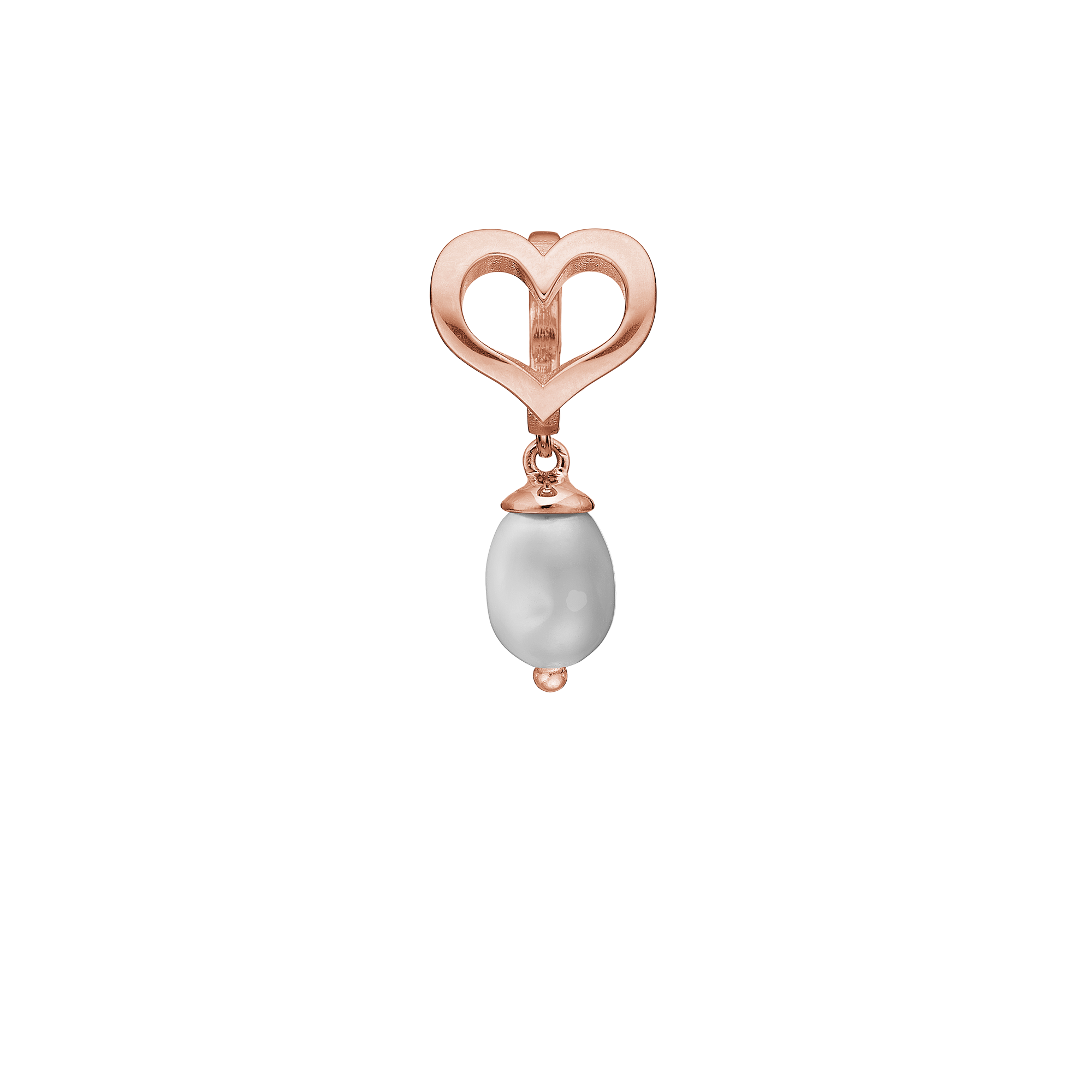 True Pearl Drop Charm 6 mm for Leather Bracelet - Polished Rose Gold Plated with 1 Freshwater Pearls