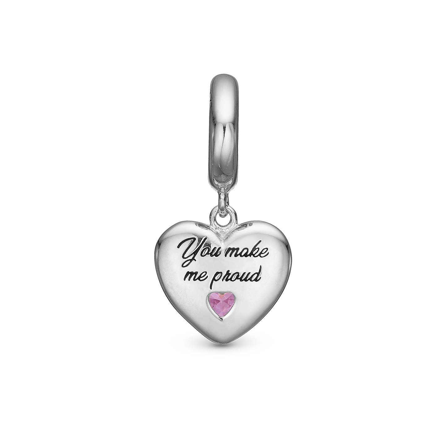 Daughter Hænger Charm 6 mm Til Armbånd - Blankpoleret Sterling Sølv m. 1 Turmalin