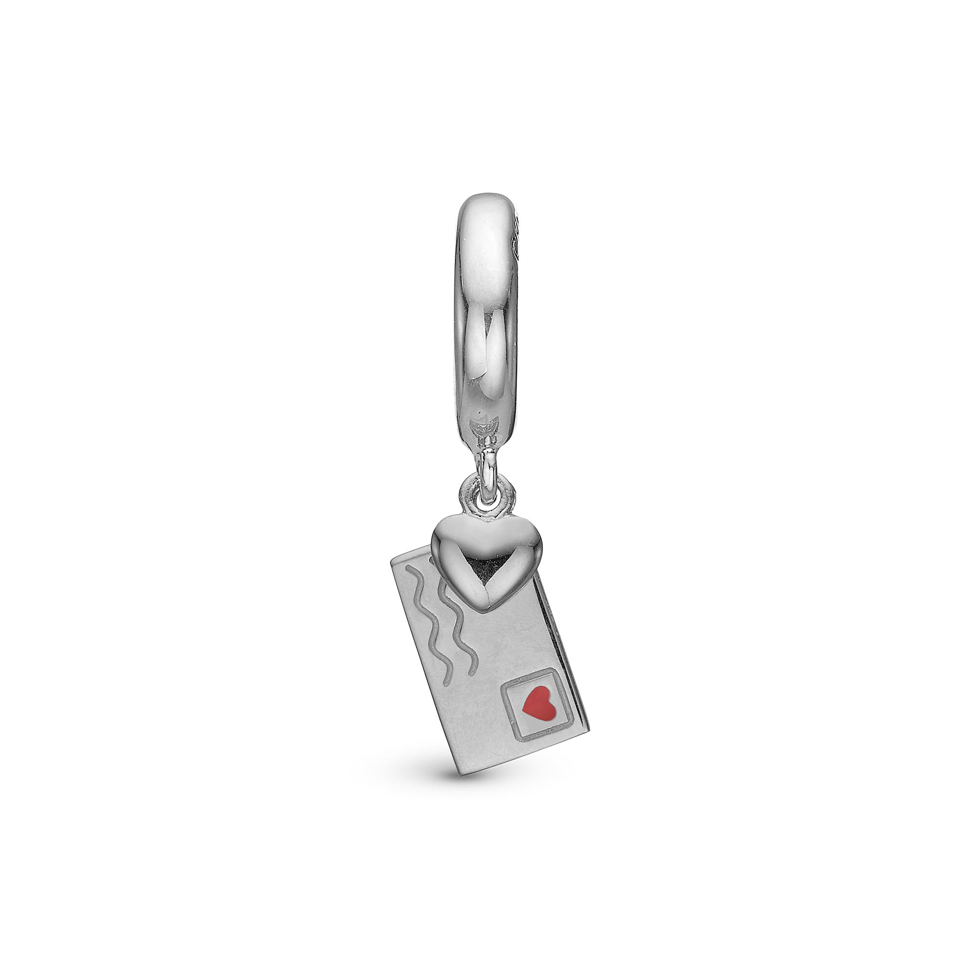 Love Letter Drop Charm 6 mm for Leather Bracelet - Polished Sterling Silver