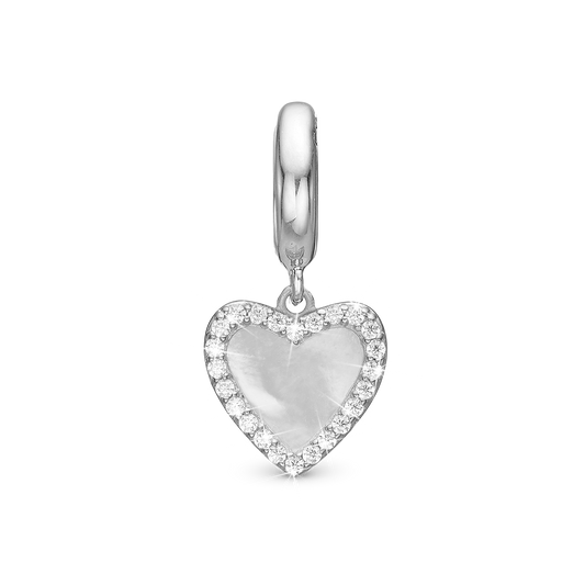 Romance Drop Earring Charm 6 mm for Bracelet - Sterling Silver with 24 white Cubic Zirkonia