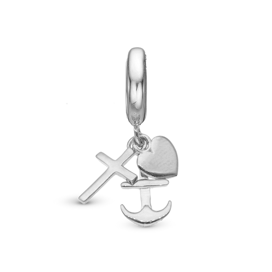 Faith Hope and Love Drop Earring Charm 6 mm for Bracelet - Polished Sterling Silver