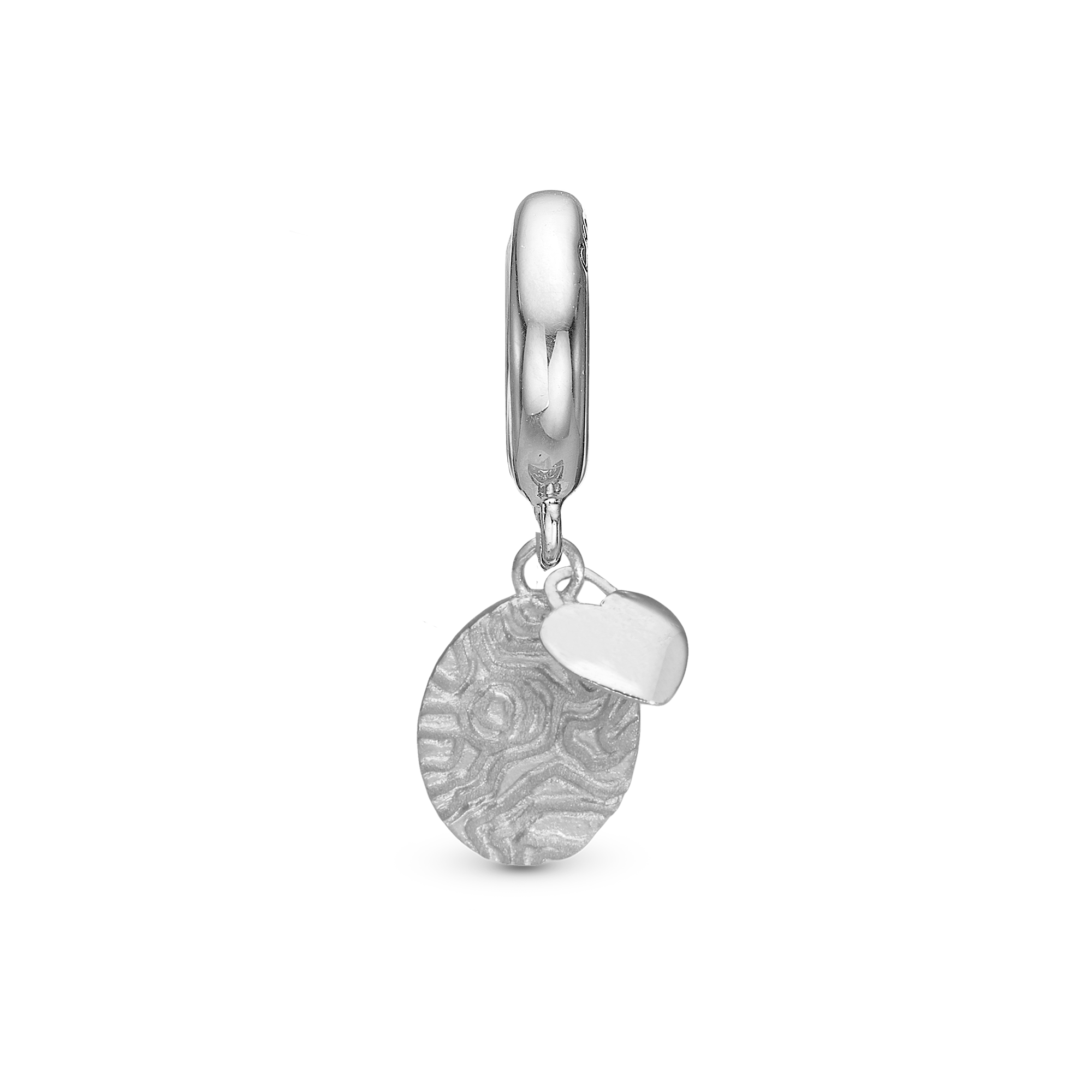 Fingerprint Drop Charm 6 mm for Leather Bracelet - Polished Sterling Silver