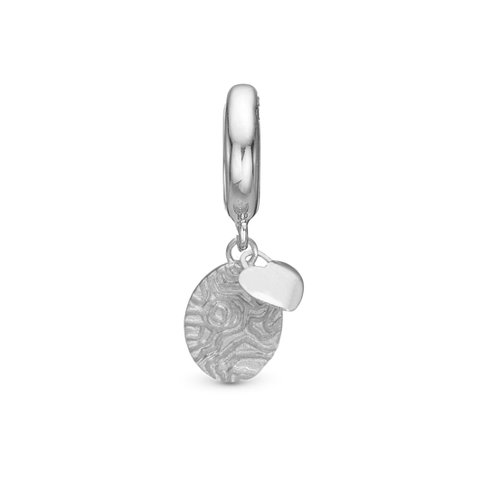 Fingerprint Drop Earring Charm 6 mm for Bracelet - Polished Sterling Silver