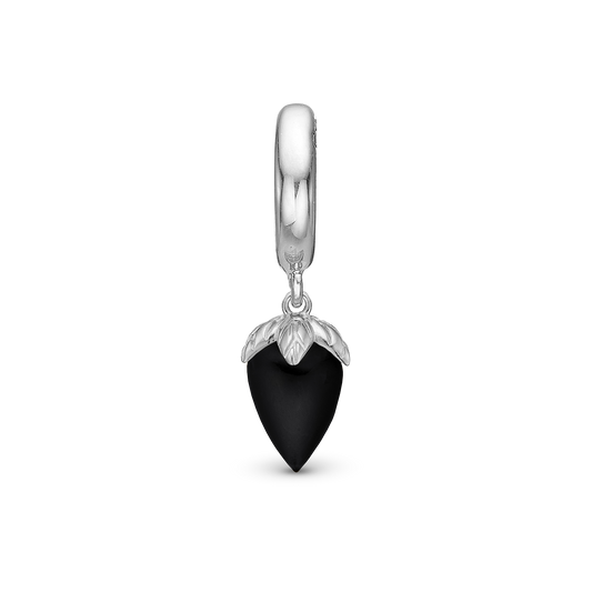 Black Chalcedony charm sølv Charms til læderarmbånd - CHRISTINA