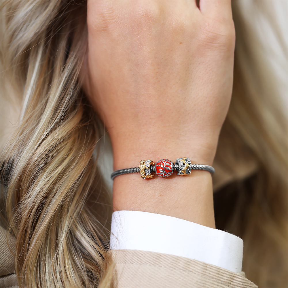 Be My Flower Charms with sølvBracelet - CHRISTINA