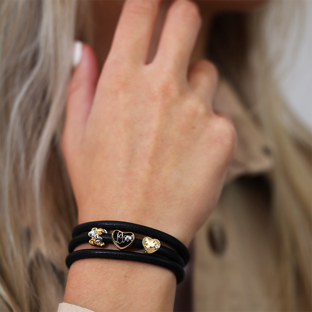 Hearts & Love Charms with sølvBracelet - CHRISTINA