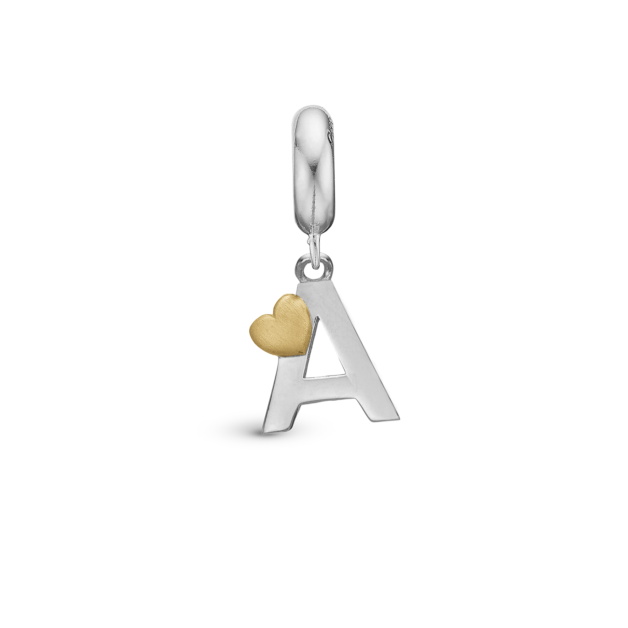 Letter A - Drop Charm 4 mm for Bracelet - Polished Bicolor