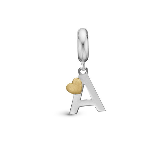 Letter A - Drop Earring Charm 4 mm for Bracelet - Polished Bicolor
