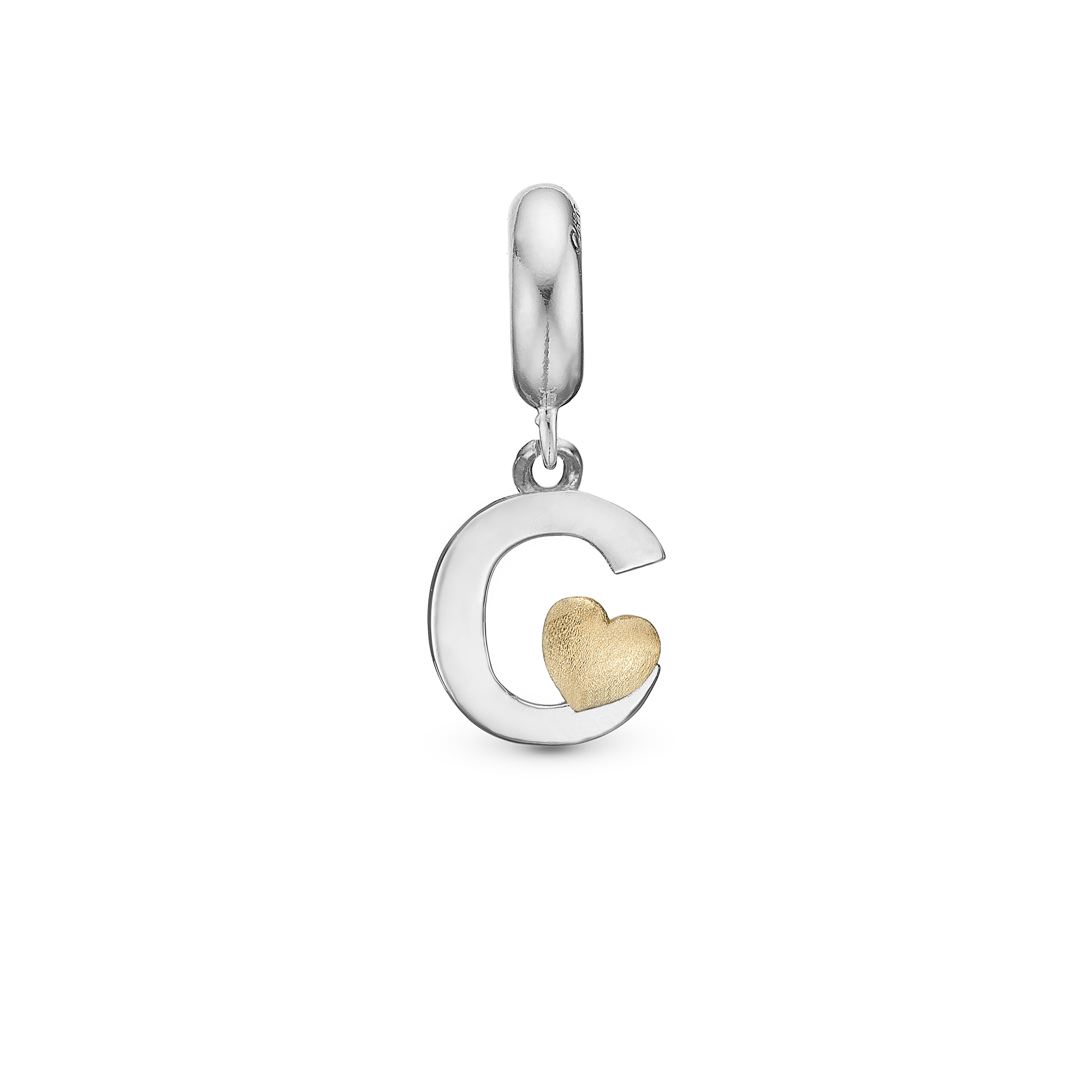 Letter C - Drop Charm 4 mm for Bracelet - Polished Bicolor