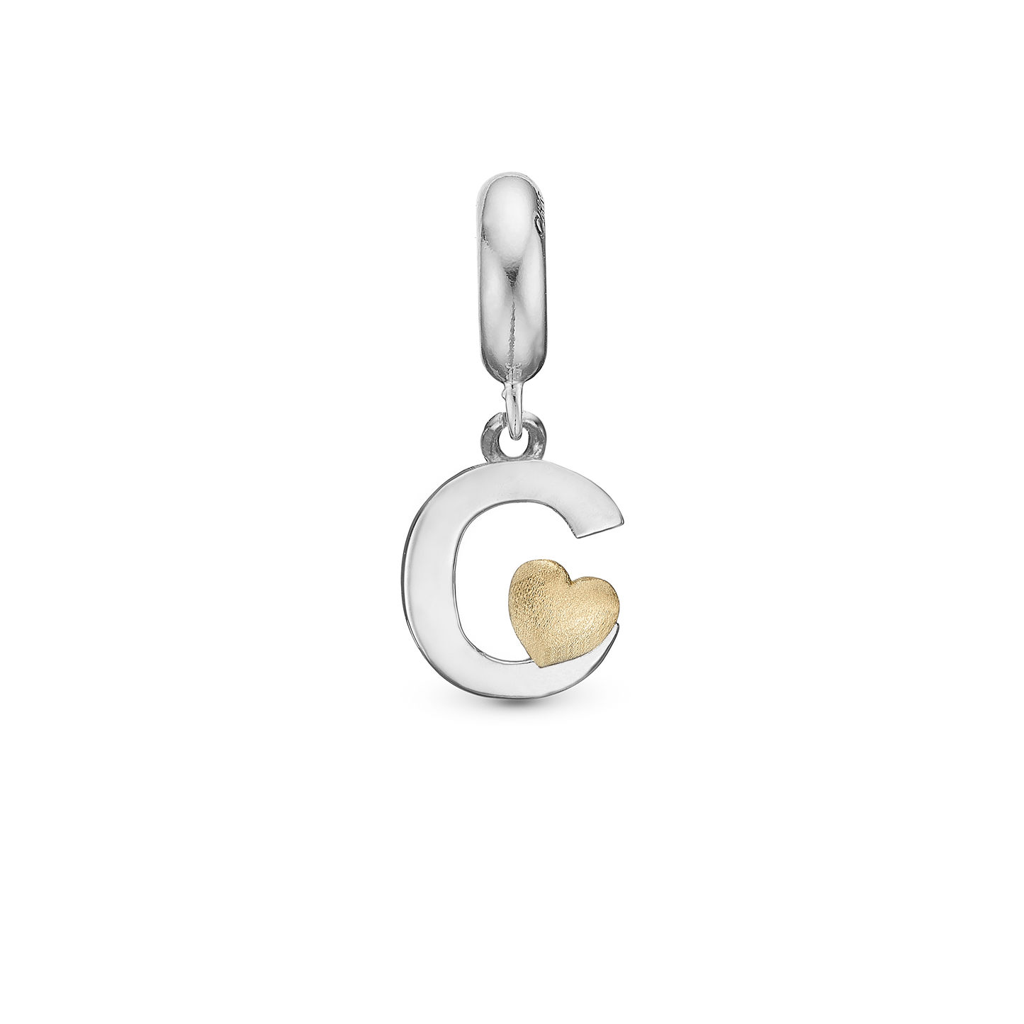 Letter C - Drop Earring Charm 4 mm for Bracelet - Polished Bicolor