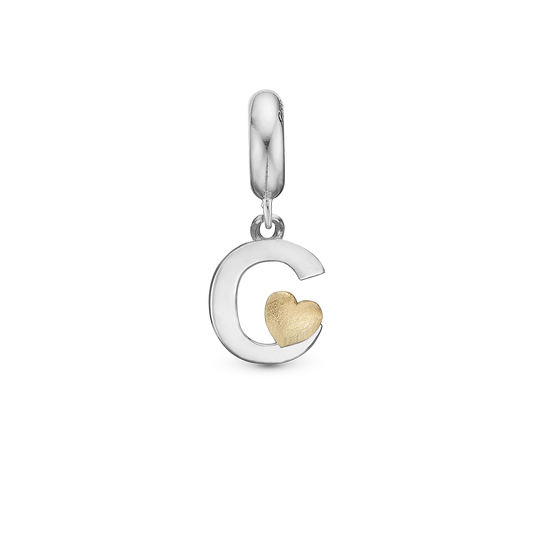 Letter C - Drop Earring Charm 4 mm for Bracelet - Polished Bicolor