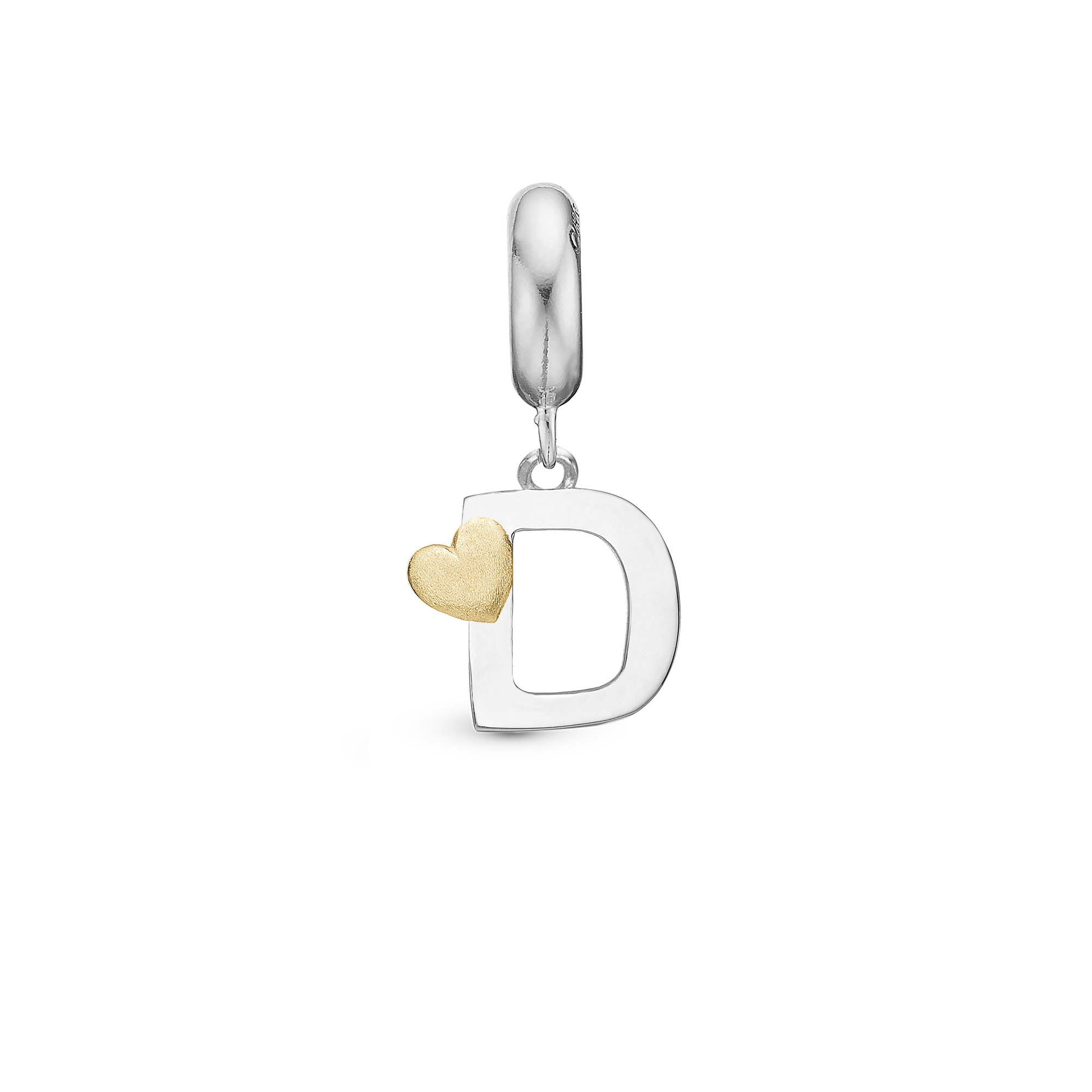 Letter D - Drop Charm 4 mm for Bracelet - Polished Bicolor