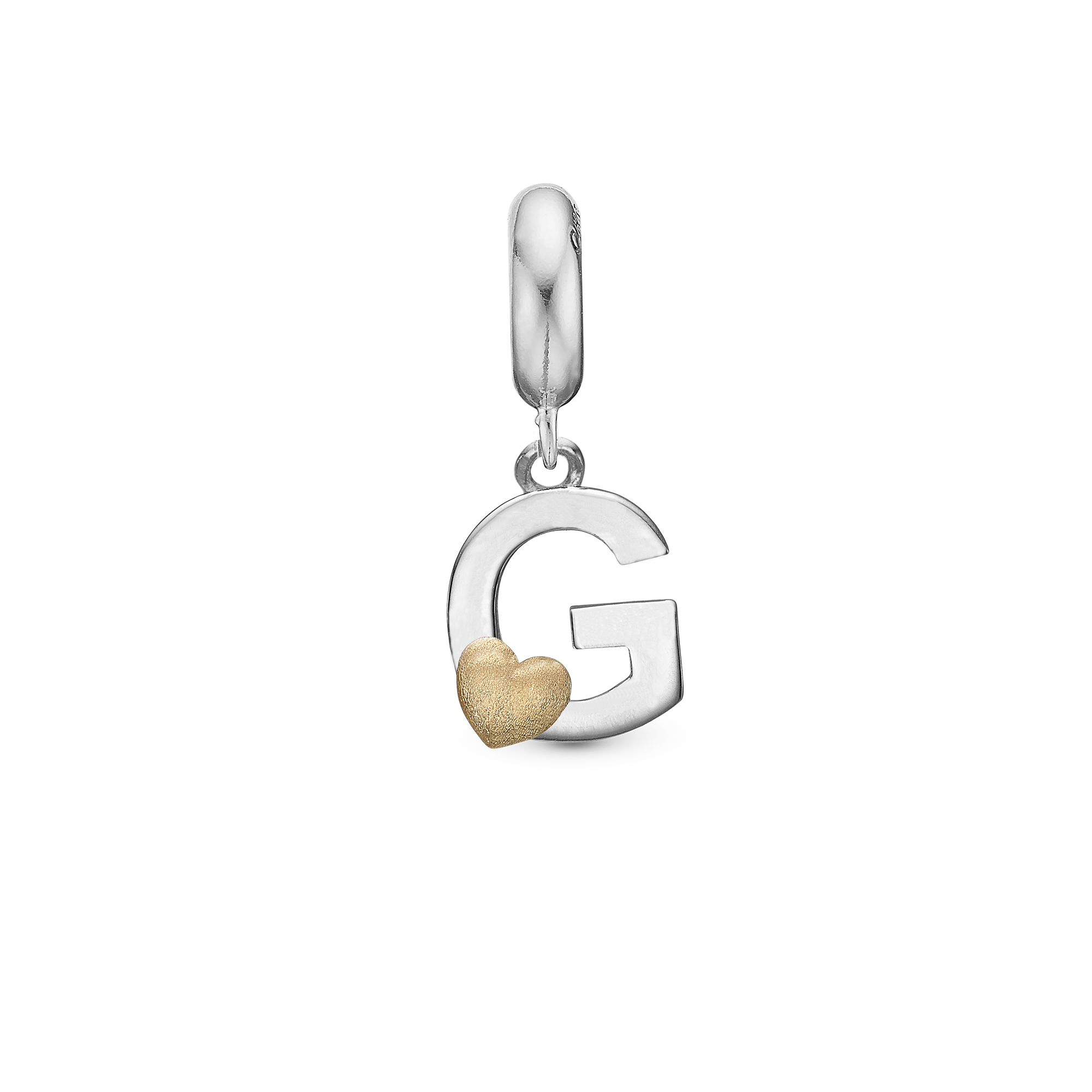 Letter G - Drop Charm 4 mm for Bracelet - Polished Bicolor