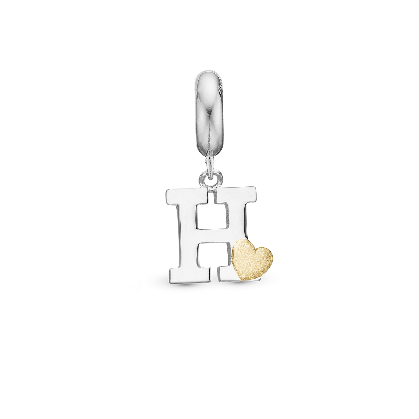 Letter H - Drop Earring Charm 4 mm for Bracelet - Polished Bicolor