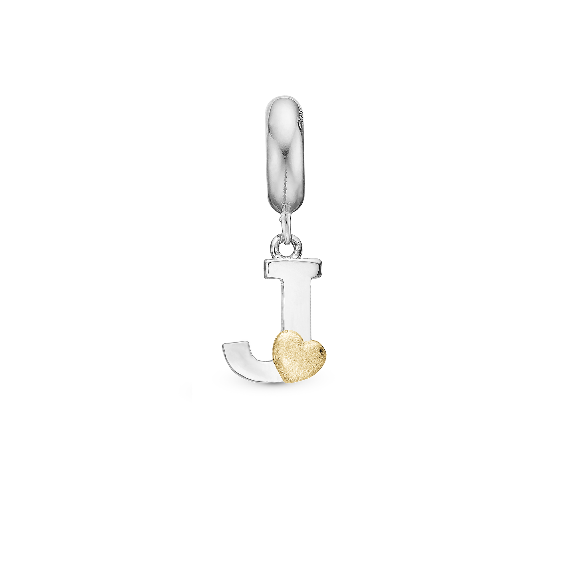 Letter J - Drop  Charm 4 mm for Bracelet - Polished Bicolor