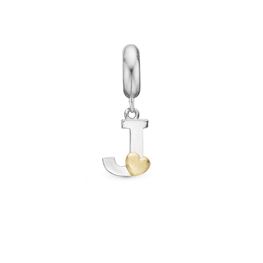 Letter J - Drop Earring Charm 4 mm for Bracelet - Polished Bicolor