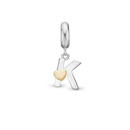 Letter K - Drop Earring Charm 4 mm for Bracelet - Polished Bicolor