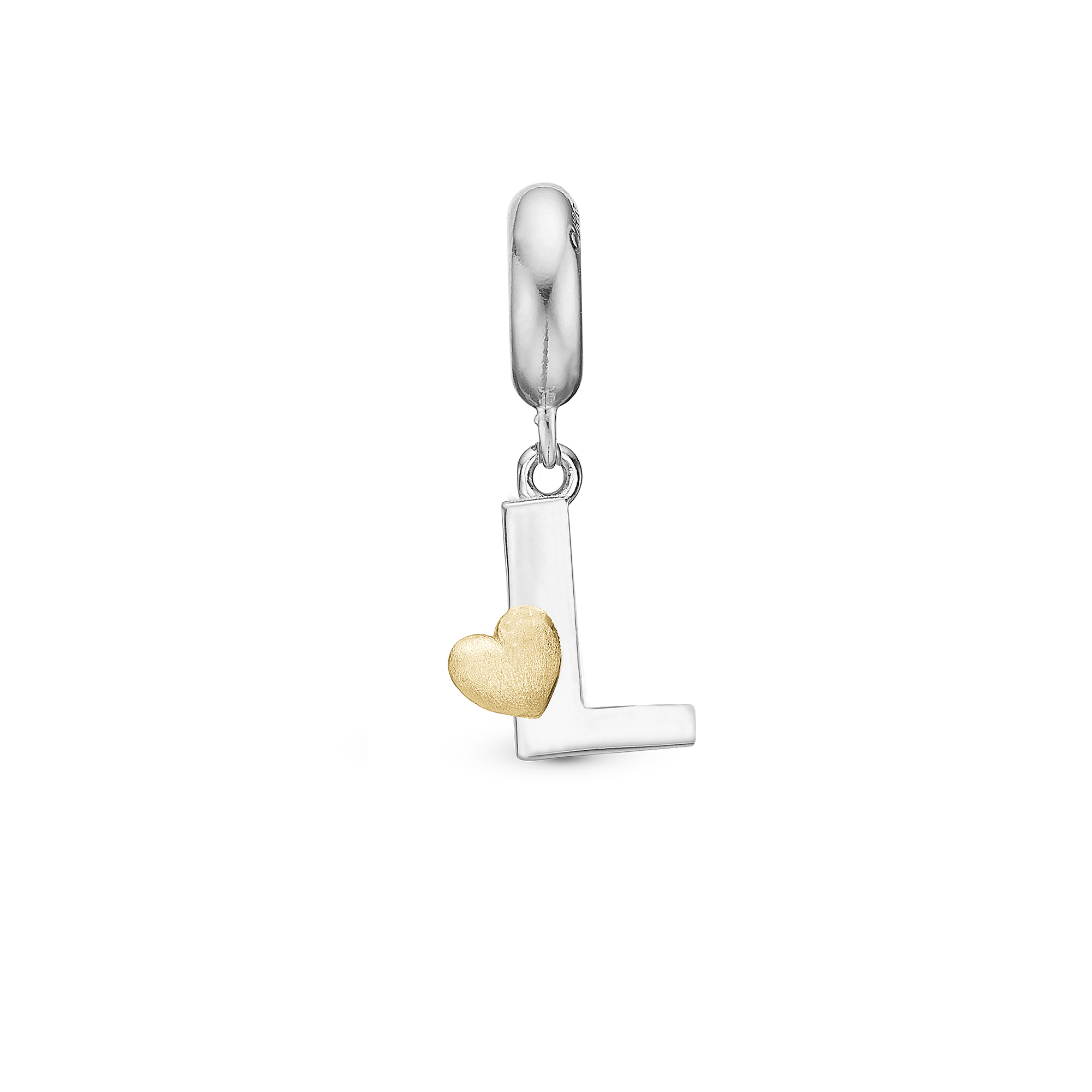 Letter L - Drop Charm 4 mm for Bracelet - Polished Bicolor