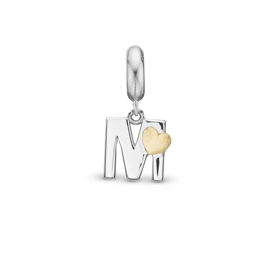 Letter M - Drop Earring Charm 4 mm for Bracelet - Polished Bicolor