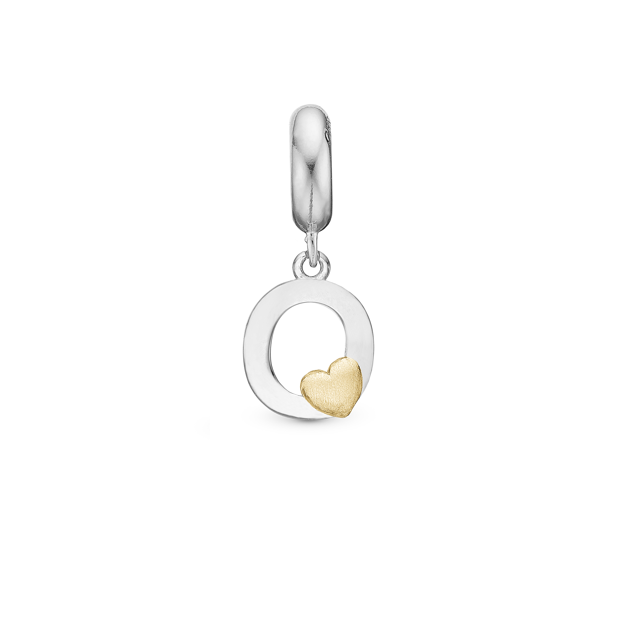 Letter O - Drop Charm 4 mm for Bracelet - Polished Bicolor