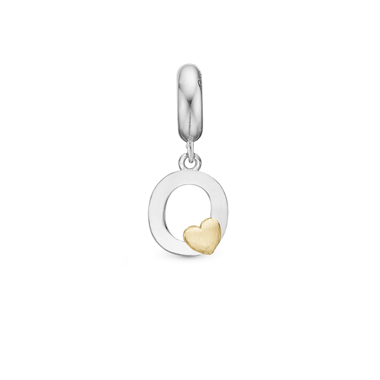 Letter O - Drop Earring Charm 4 mm for Bracelet - Polished Bicolor