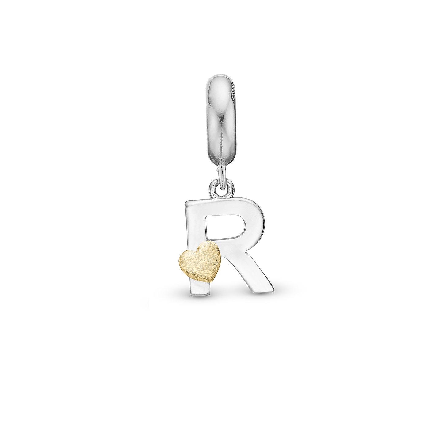 Letter R - Drop Earring Charm 4 mm for Bracelet - Polished Bicolor